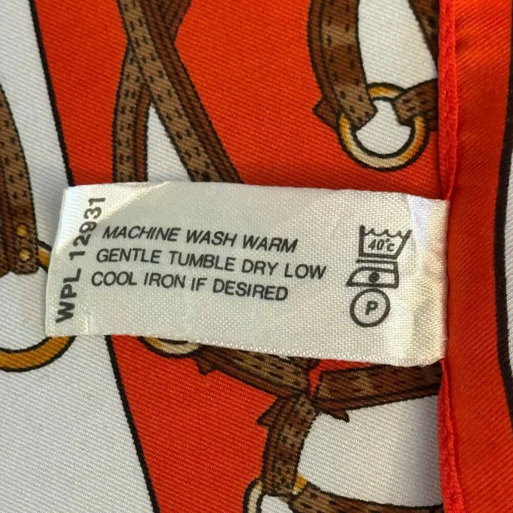 Kayser Vtg Made in Italy Red White Equestrian Themed Square Neck Scarf